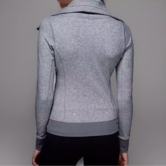 Lululemon Be Present Jacket Womens 8 Heathered Slate Gray Funnel Neck Full Zip - Picture 3 of 13